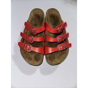 Birkenstock Florida Fresh Birko-Flor Slip On Sandal Girls Size 4 Red